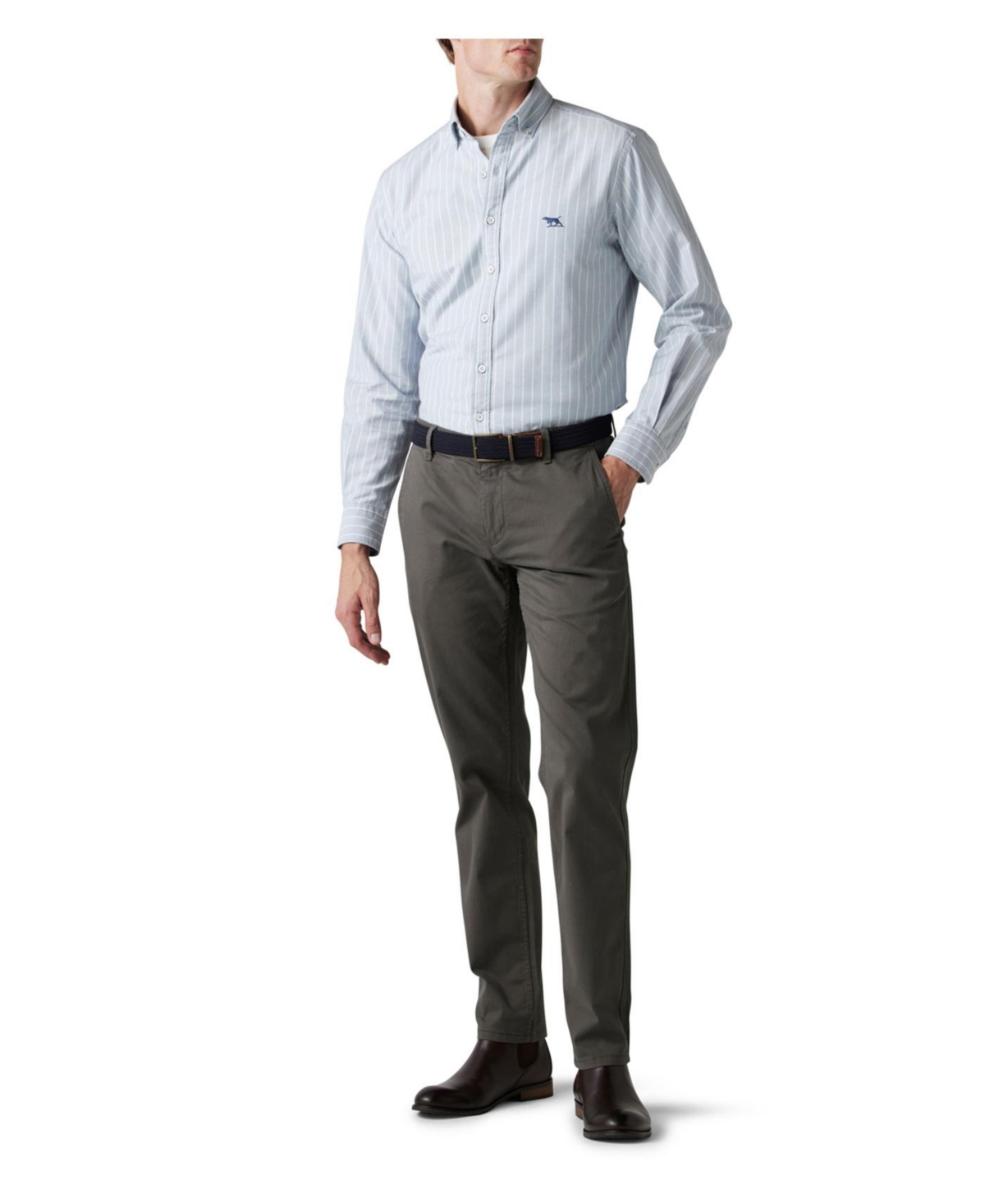 Rodd & Gunn Thomas Road Stretch Cotton Flat Front Chinos In Black