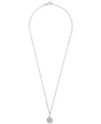 Diamond Double Halo 18" Pendant Necklace (1/4 ct. t.w.) in Sterling Silver, Created for Macy's