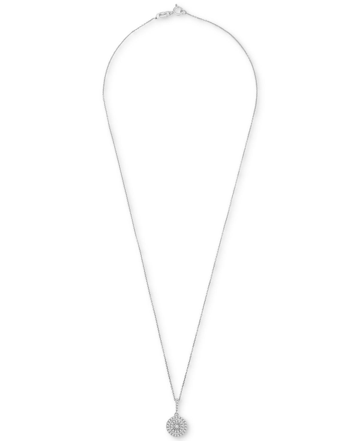 Macy's Diamond Double Halo 18" Pendant Necklace (1/4 Ct. T.w.) In Sterling Silver, Created For  In Sterling Silver