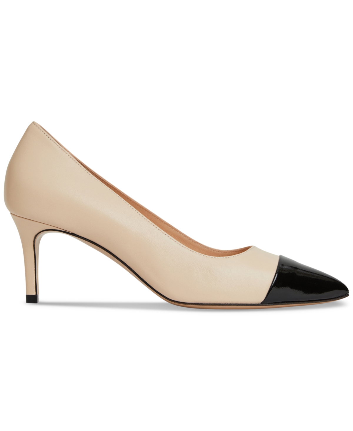 Bruno Magli Tara Pointed Toe Pump In Cream,black Patent