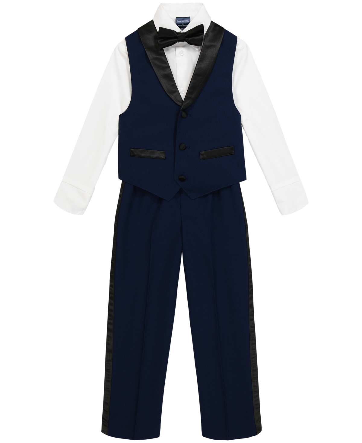 Nautica Toddler Boys Tuxedo Vest 4-piece Set In Bright Blue