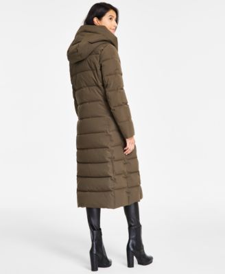 Women's Bibbed Shawl Collar Hooded Puffer Coat