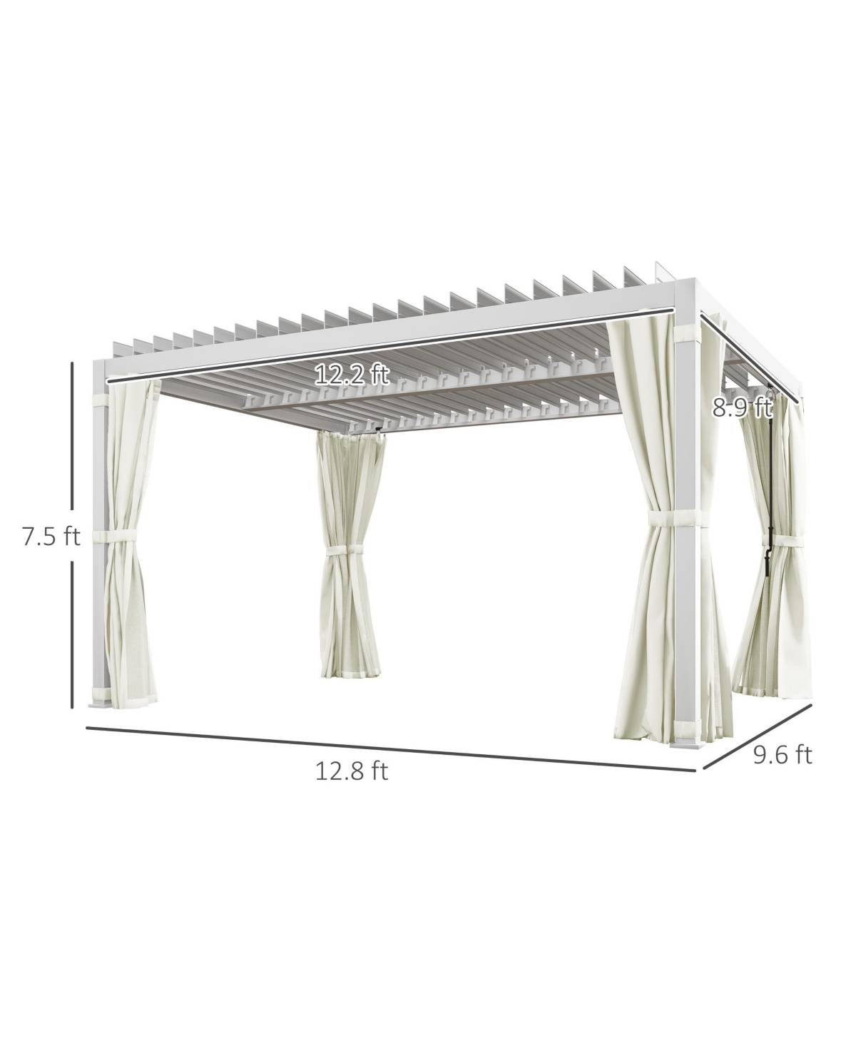 Outsunny 10'x13' Aluminum Pergola with Adjustable Louvered Roof, Natural