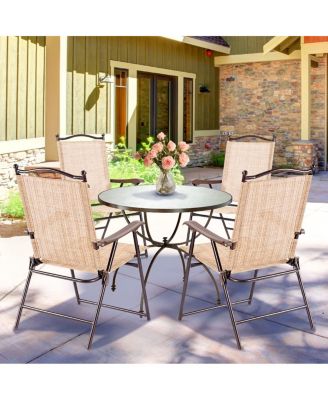 Set of 2 Patio Folding Sling Back Camping Deck Chairs