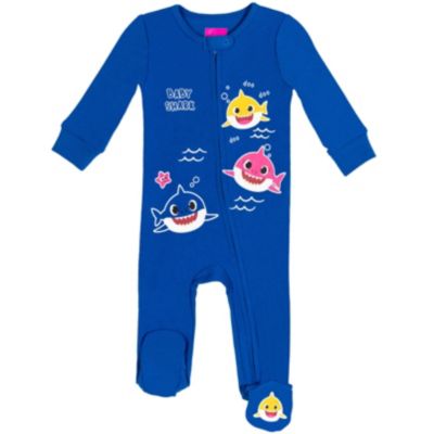 Baby Boys Pinkfong Shark 2 Pack Zip Up Sleep N' Play Coveralls