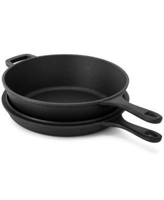 10.5 Inch 2-in-1 Pre-Seasoned Cast Iron Skillet and Fry Pan Set