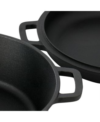 10.5 Inch 2-in-1 Pre-Seasoned Cast Iron Skillet and Fry Pan Set