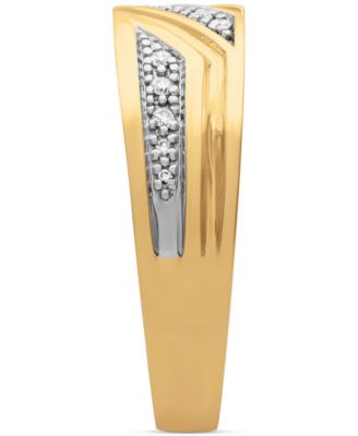 Men's Diamond Three Station Wedding Band (1/10 ct. t.w.) in 14k Gold