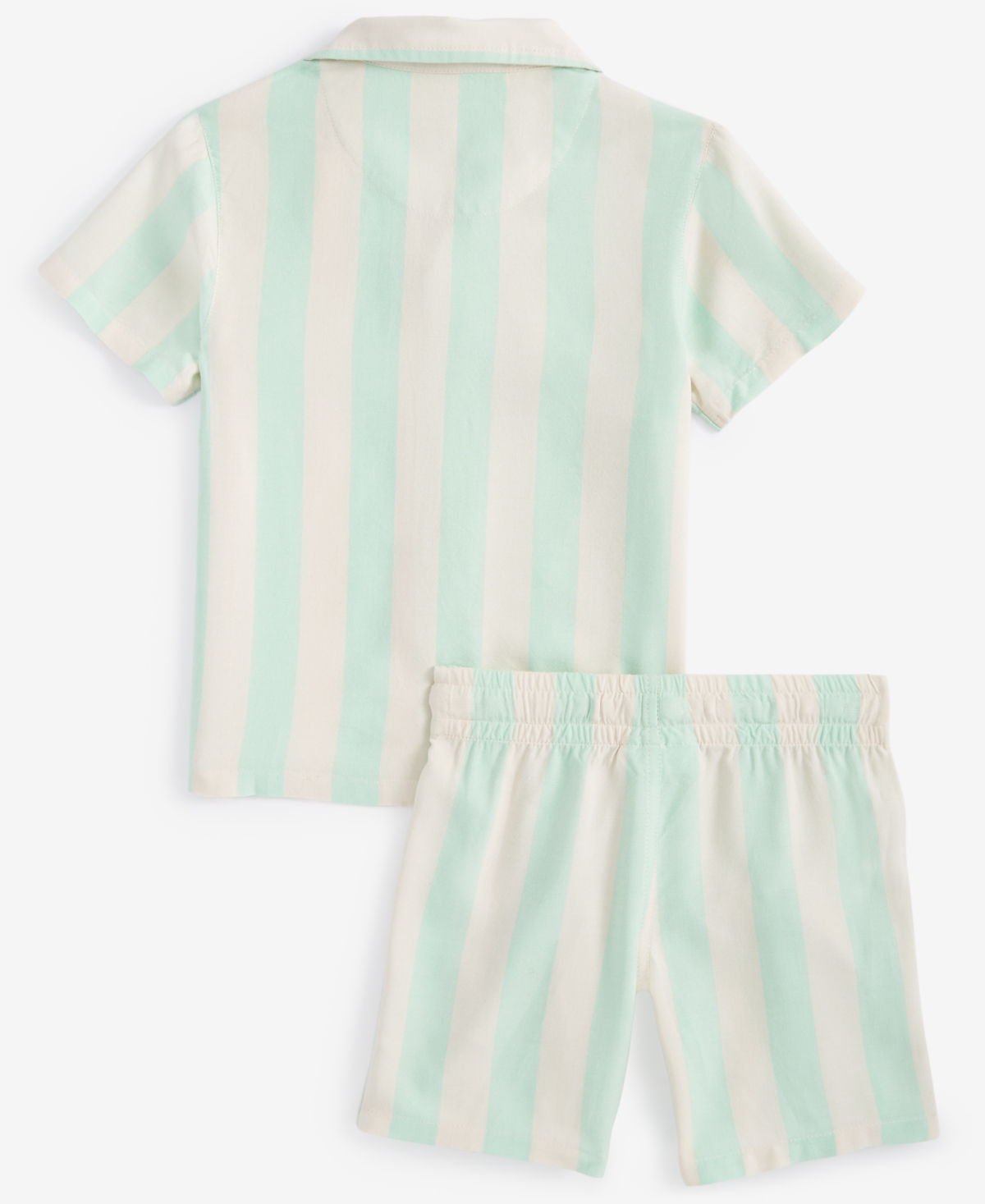 Epic Threads Toddler Boys Cabana Stripe Woven Short-sleeve Shirt & Shorts Set, Created For Macy's In Green Ash