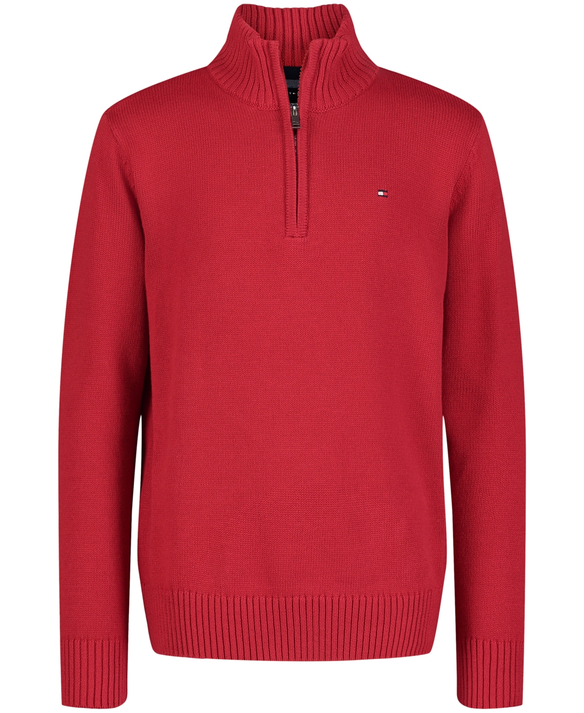 Shop Tommy Hilfiger Big Boys Solid 1/4 Zip Sweater In Scooter Red