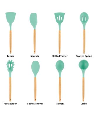  Set of 9 Silicone and Wood Cooking Utensils