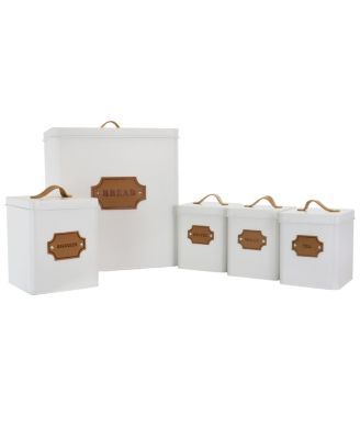 Kitchen Food Storage and Organization 5 Piece Canister Set in White