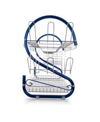 16 Inch Two Shelf Iron Wire Dish Rack in Blue