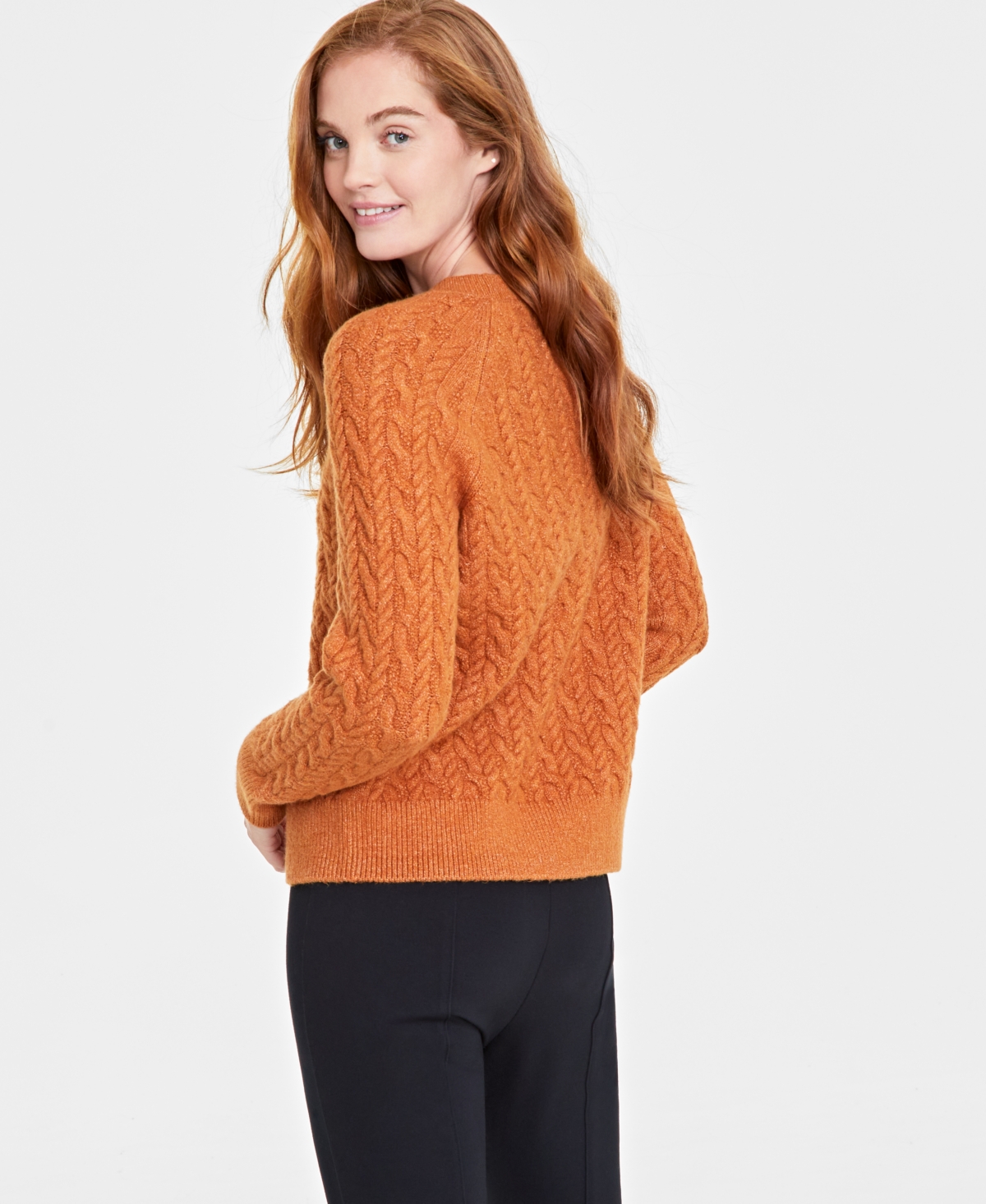Shop On 34th Women's Cozy Cable-knit Crewneck Sweater, Created For Macy's In Pecan Roast