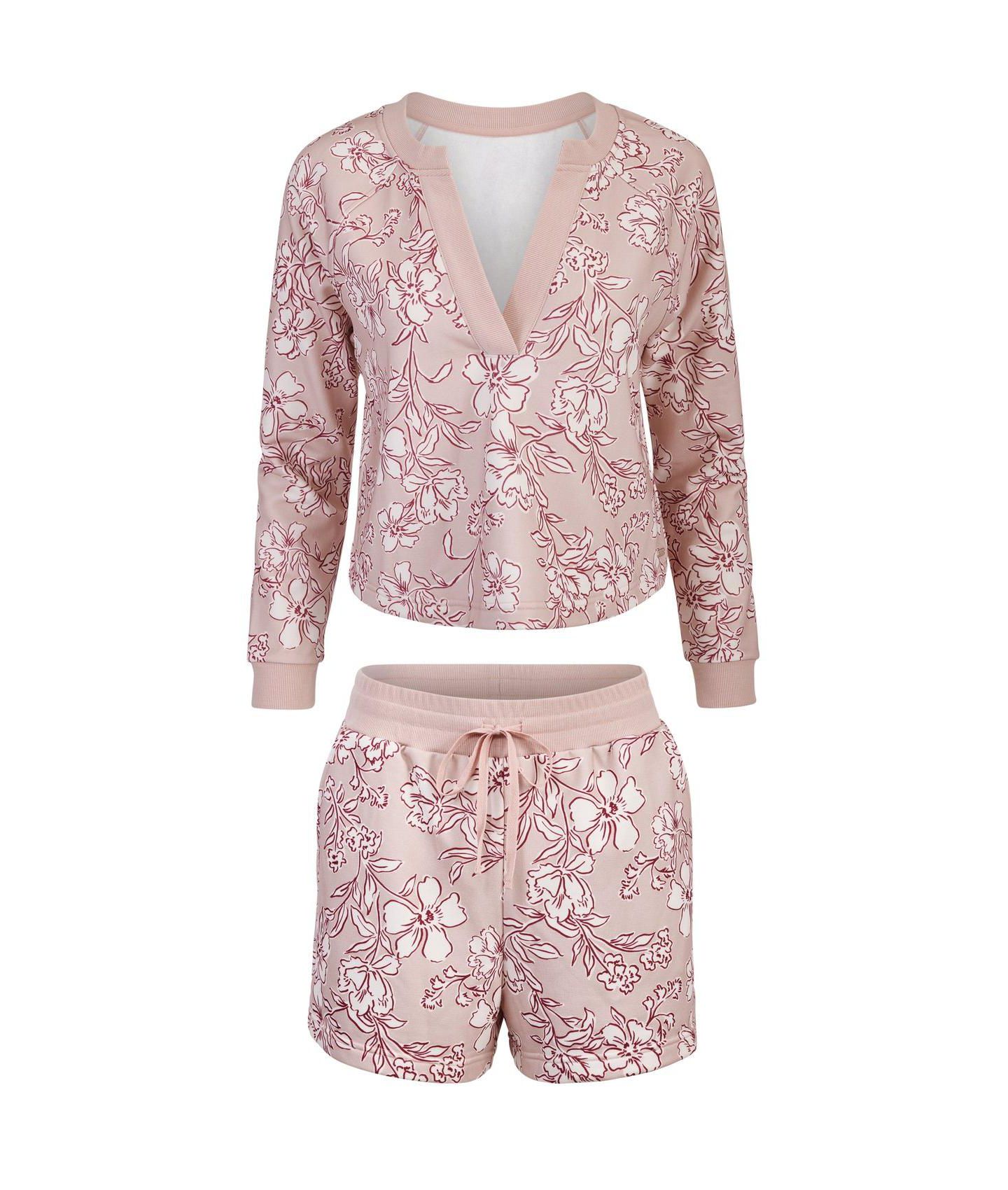 Женский комплект Adore Me Lesley Sweatshirt and Shorts Set, цвет: С принтом бежевый — фото 4