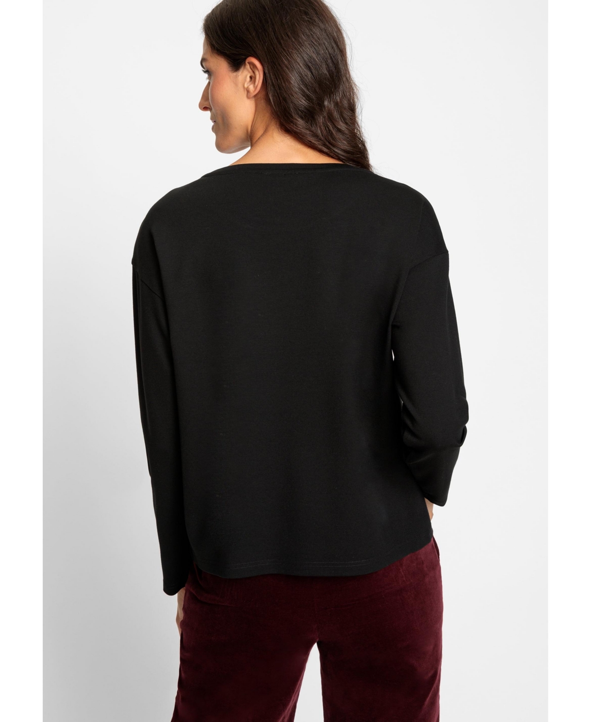 Olsen Women's Long Sleeve Sequin Jersey Top