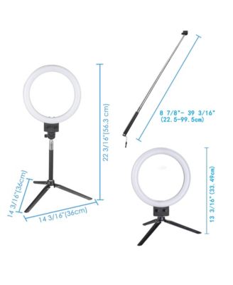 8" Dimmable LED Ring Light Floor Table Stand USB with Phone Holder for Makeup Live Stream