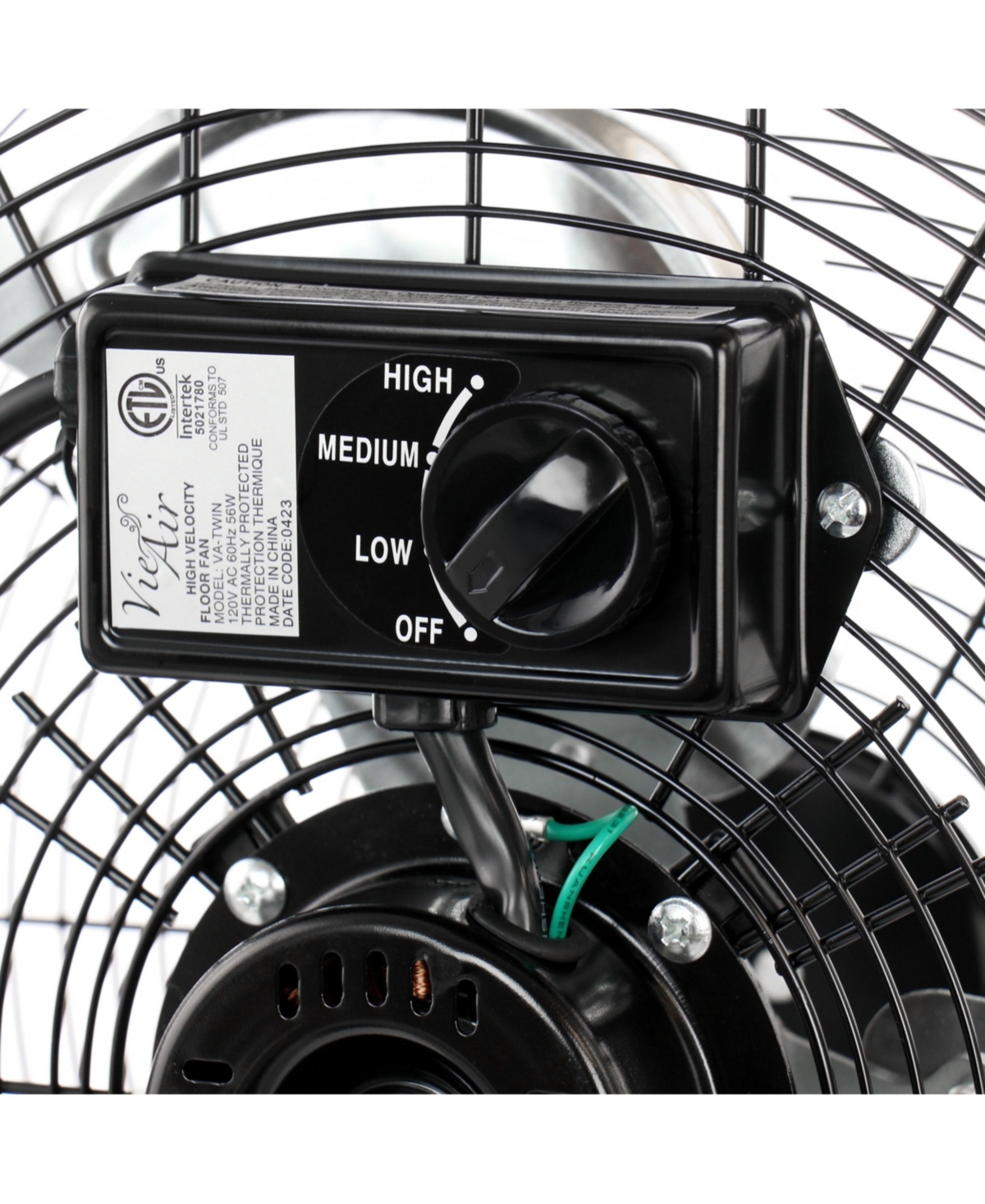 Vie Air Twin Pack Industrial High Velocity Heavy Duty Metal Floor Fan with 3 Speed Settings