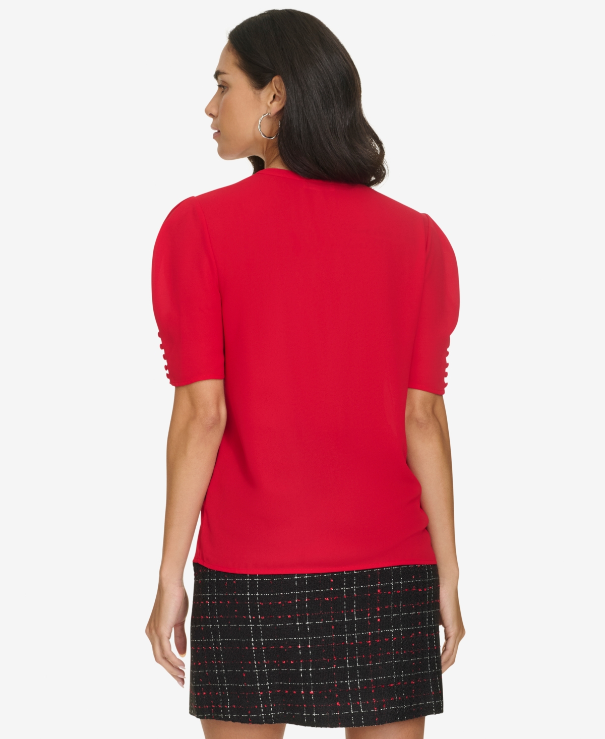 Calvin Klein Petite Crewneck Short-Sleeve Blouse
