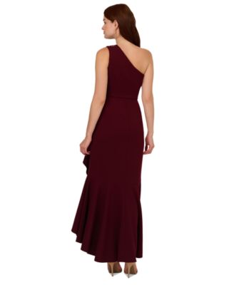 Women's Beaded One-Shoulder Crepe Gown
