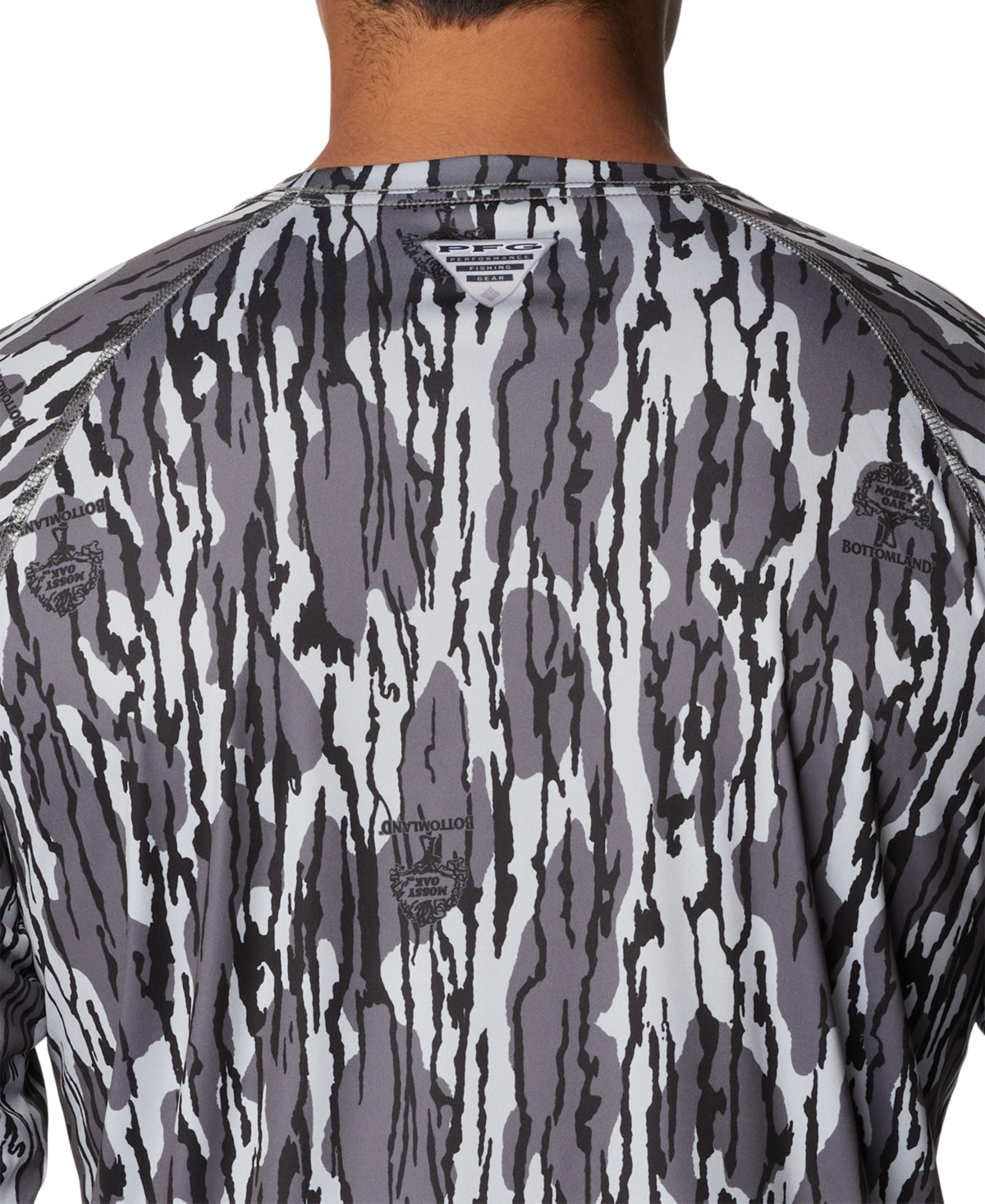 Shop Columbia Men's Pfg Super Terminal Tackle Long Sleeve Shirt In Cool Grey Mossy Oak Bottomland