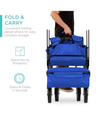 Folding Utility Wagon Cart with Removable Canopy and Cup Holders