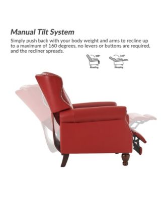 Justine Wooden Upholstery Genuine Leather Recliner with Tufted Back