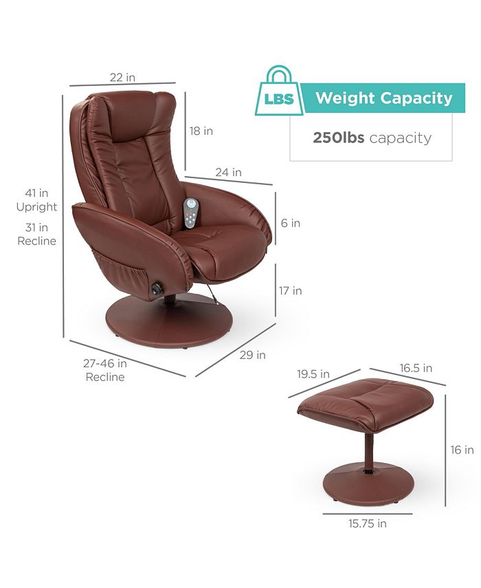 Color Brown Best Choice Products Faux Leather Electric Massage Recliner Chair w/ Stool Ottoman, Remote Control, 5 Modes - Brown - NO SIZE