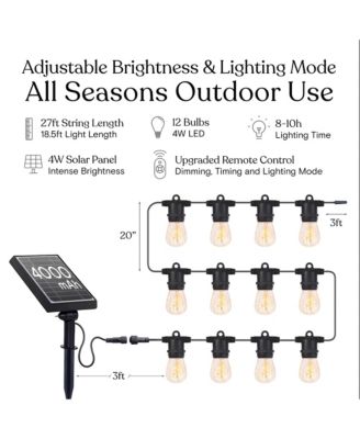 Ambience Pro 27 ft Outdoor Solar LED String Lights with Spiral Bulbs