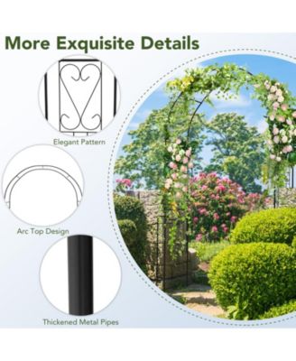 7.9-Foot Metal Garden Arch Backdrop Stand with Fence for Climbing Plants