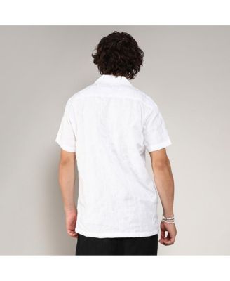 Men's Chalk White Embroidered Heathered Shirt