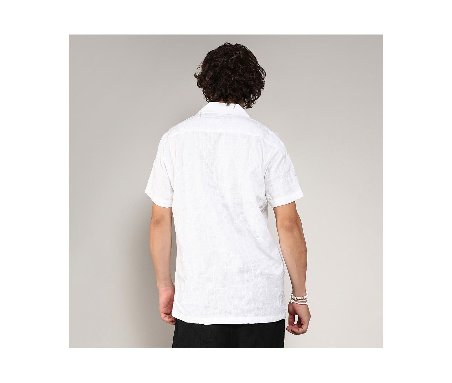 Мужская рубашка Cahoot Campus Sutra Chalk White Embroidered Heathered, цвет: Белый — фото 3