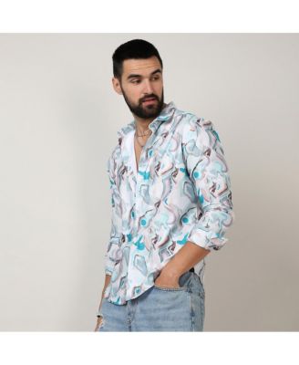 Men's Sky Blue & Ivory White Fluid Fade Shirt