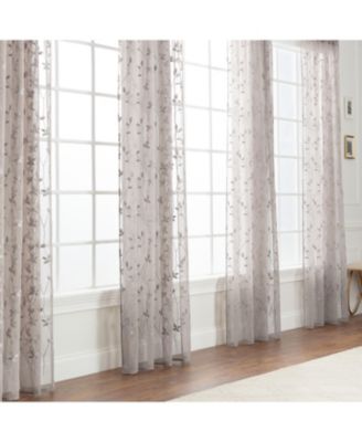 Premium Embroidered Vine Curtains - Sheer Curtains for Living Room, Bedroom, Kitchen - 52" x 63" - White, 2 Panels