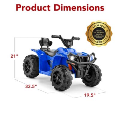 12V Kids Ride-On ATV Quad w/ Bluetooth, 2.4mph Max, Treaded Tires, LED Lights, Radio