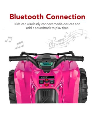12V Kids Ride-On ATV Quad w/ Bluetooth, 2.4mph Max, Treaded Tires, LED Lights, Radio