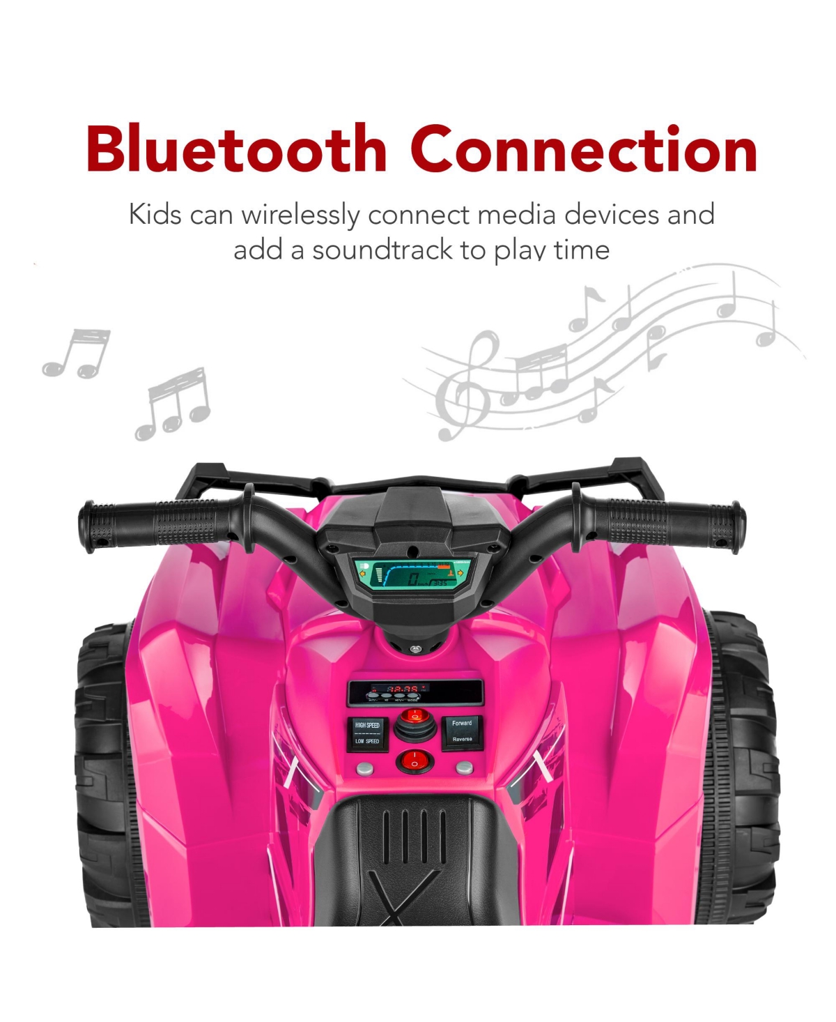 Best Choice Products 12V Kids Ride-On Atv Quad w/ Bluetooth, 2.4mph Max, Treaded Tires, Led Lights, Radio