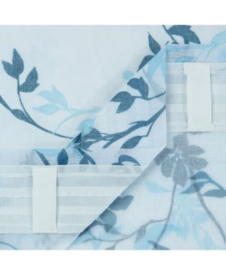 Premium 2-Panel Floral Textured Sheer Curtain Panels - 3-in-1 Back Tab, Rod Pocket, Ring Tab - 52 x 63 Inches