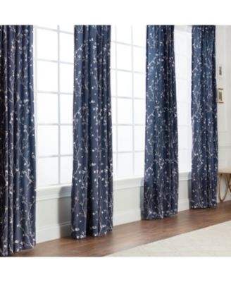 Premium 2-Panel Sakura Cherry Tree Soft Velvet Curtains - 3-in-1 Back Tab, Rod Pocket, Ring Tab- for Windows Living Room Bedroom - Partial Room Darkening Drapes for Privacy 52 x 108 Inches