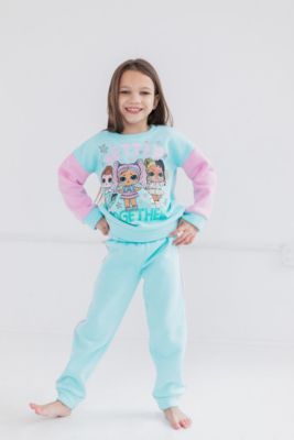 Girls Fleece Sweatshirt and Jogger Pants Outfit Set