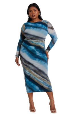 Women's Mesh Ruched Midaxi Dress