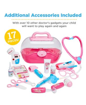 Play Doctor Kit for Kids, Pretend Medical Station Set with Carrying Case, Mobile Cart