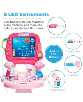 Play Doctor Kit for Kids, Pretend Medical Station Set with Carrying Case, Mobile Cart