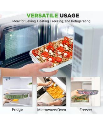 4 Sets of High Borosilicate Rectangular Glass Bakeware Set with PE Lid (Red)