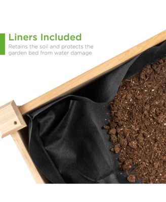 Raised Garden Bed 48" x 23" x 32" Wood Mobile Elevated Planter with Wheel Locks, Shelf and Liner