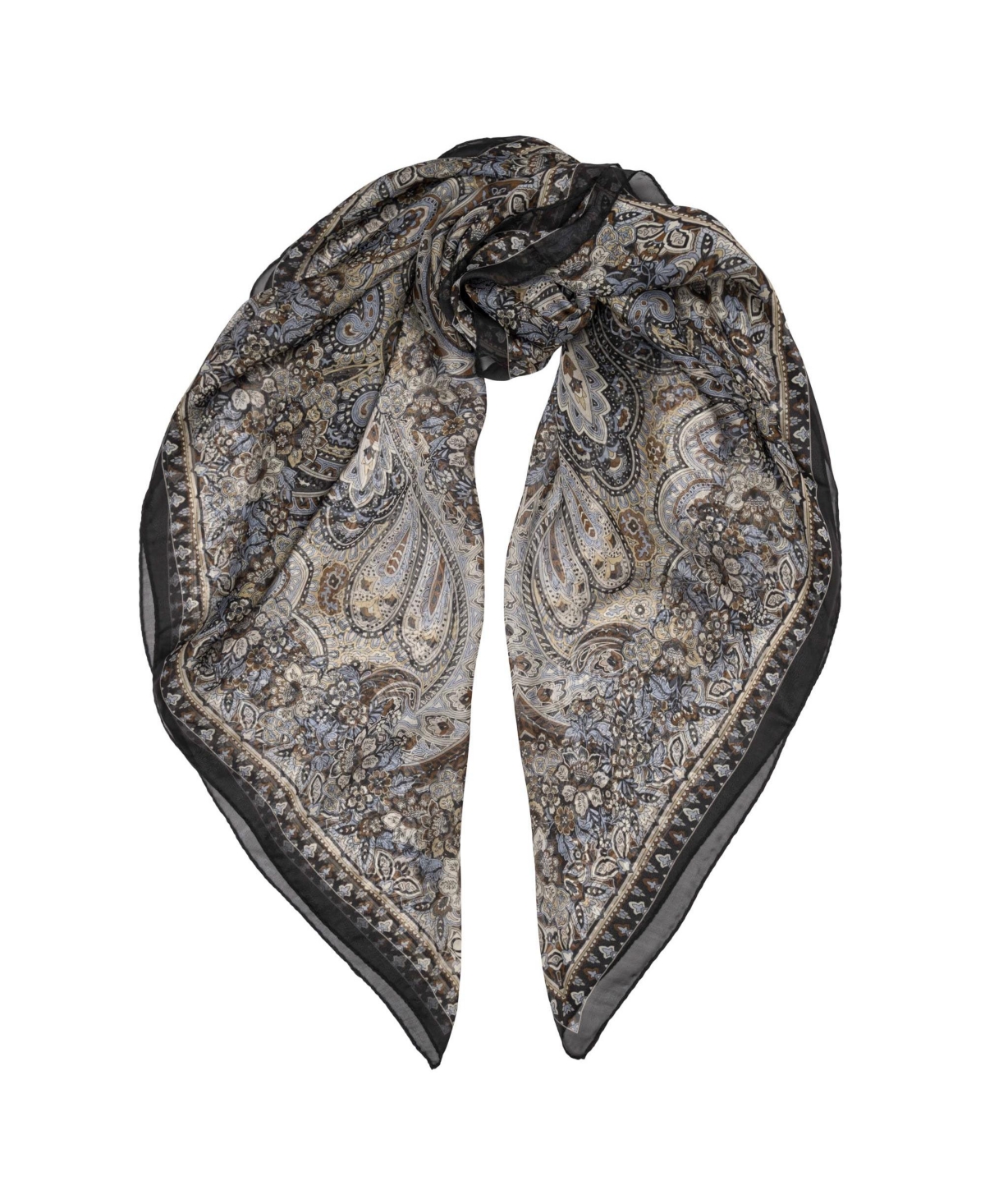 Elizabetta Helena - Large Silk Scarf for Women - Brown and blue