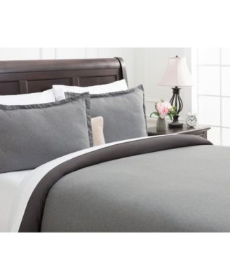 Premium Faux Linen Bedding Duvet Cover 3-Piece Soft Luxury Set - Double Brushed Breathable Microfiber Comforter Cover - Breathable Washable Wrinkle and Stain Resistant - Charcoal Queen Size
