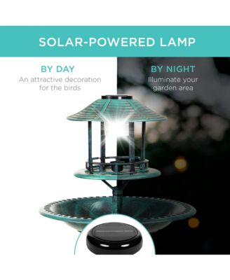 Solar Outdoor Bird Bath Pedestal Fountain Garden Decoration w/ Fillable Planter Base