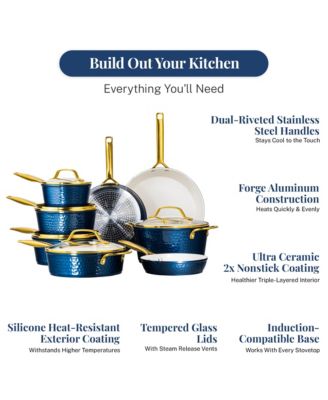 Pro Hammered Collection 20-Piece Ceramic Coating Nonstick Cookware Set