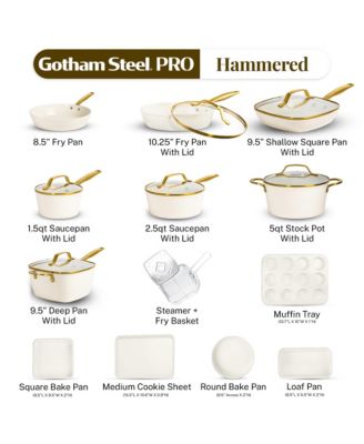 Pro Hammered Collection 20-Piece Ceramic Coating Nonstick Cookware Set